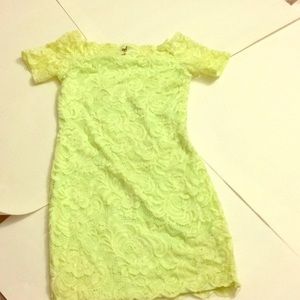 Neon yellow/green floral cut-out dress